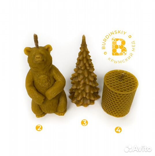 Свечи из пчелиного воска в ассортименте