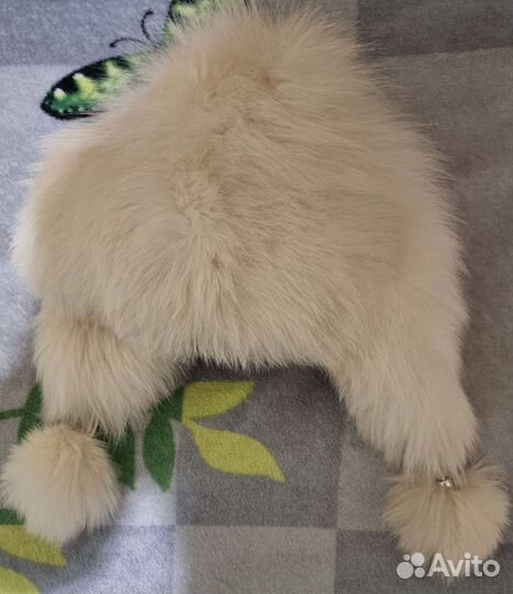 Шапка ушанка женская белая, песец