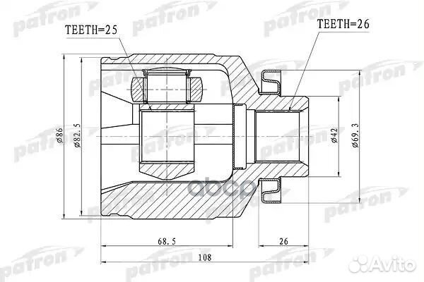 Шрус внутренний правый 26x42x25 hyundai tucson