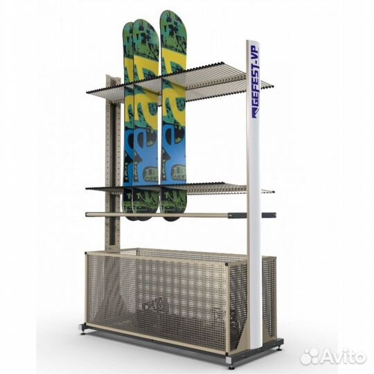 Стеллаж Премиум сп-2 для сноубордов, двухсторонний с корзиной 219х155х67см SP2-104