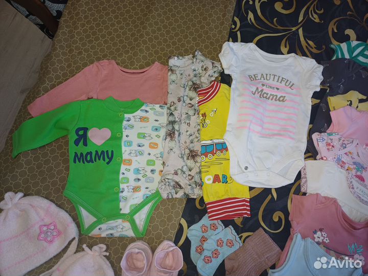 Вещи на девочку 56-62, 0-6месяцев