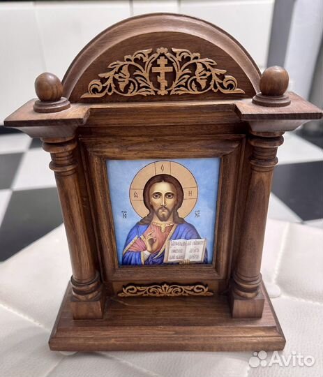 Икона Спасителя керамика,эмаль,дерево