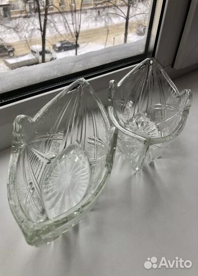 Красивые стеклянные ладьи (2шт) СССР