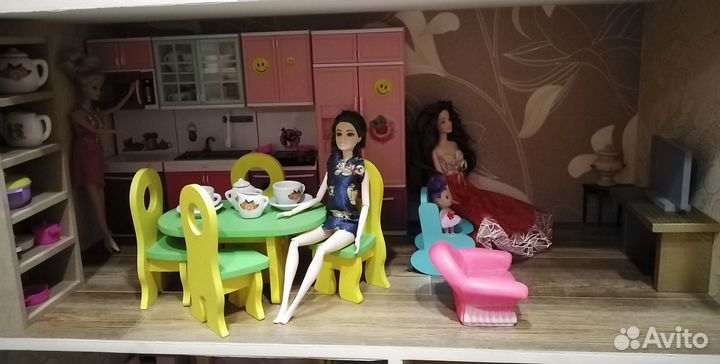 Кукольный домик для барби с мебелью