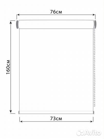 Рулонная штора 73 см