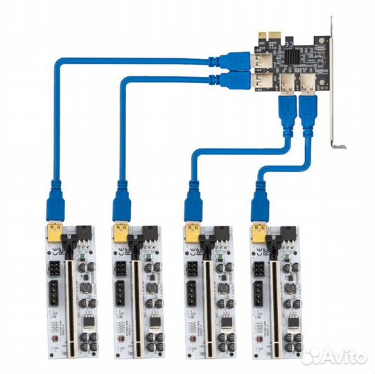 Разветвитель pci-e 1 на 4 райзер новые