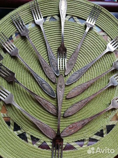 6 вилок из мельхиора