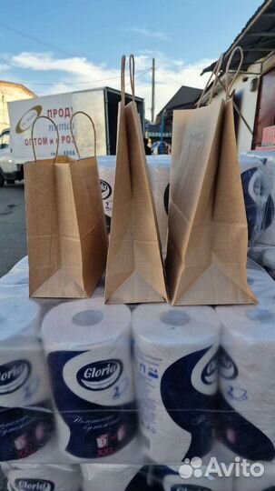 Крафт пакеты с кручеными ручками