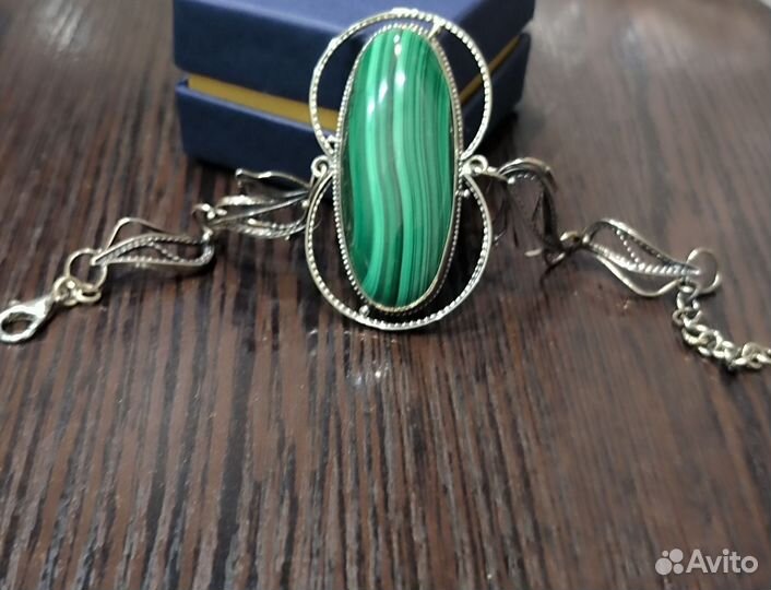 Браслет из натурального малахита