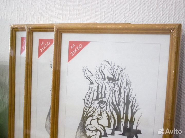 Рамки для фото, А4, дерево, стекло