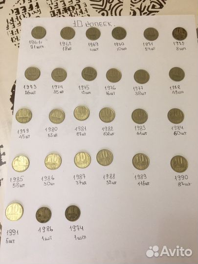 Монеты 10 копеек СССР