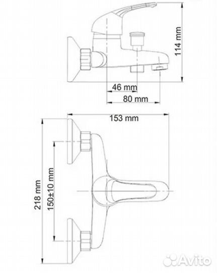 Смеситель для ванны с коротким изливом WasserKraft
