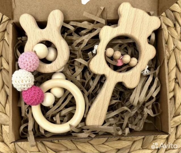 Набор Деревянная погремушка + грызунок