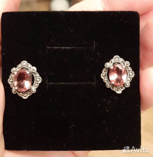 Серебряные серьги с султанитом 925 пр
