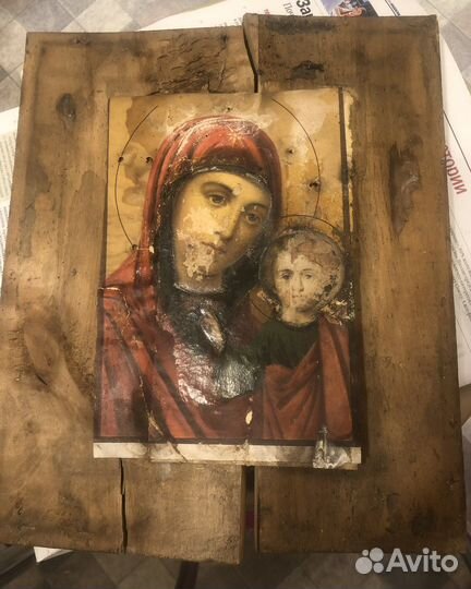 Икона старинная Казанской Божией Матери