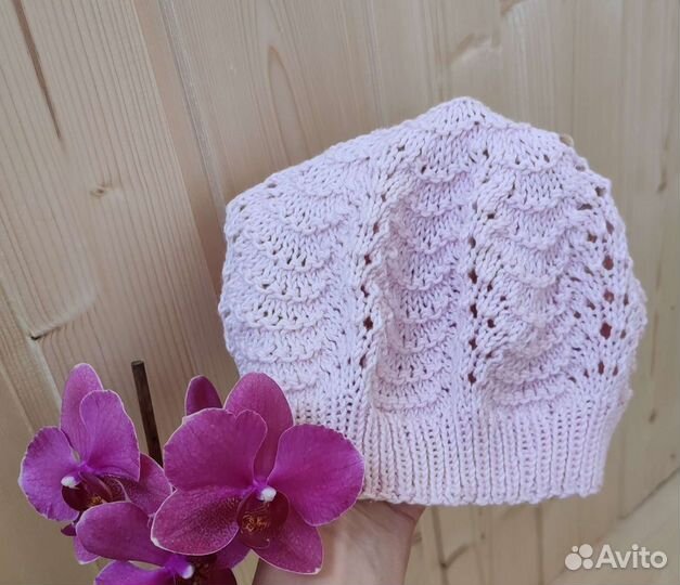 Шапочка спицами на лето