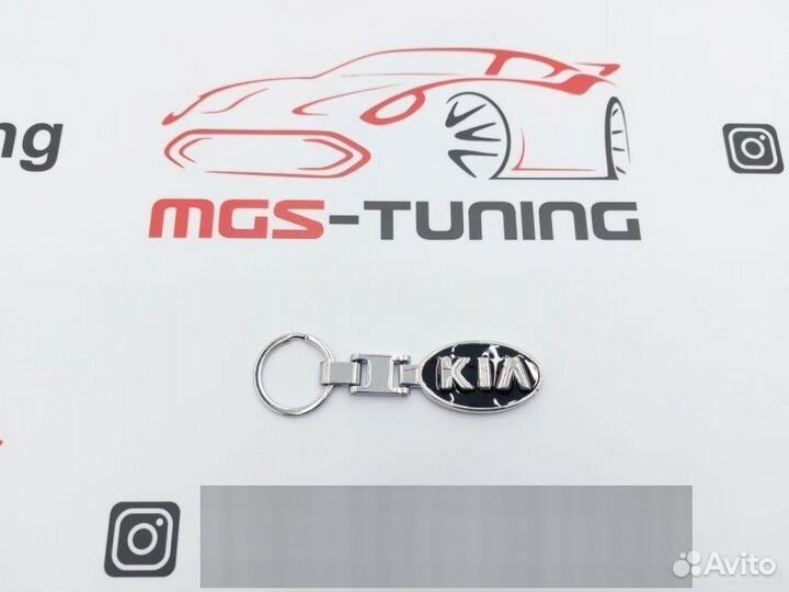 Брелок Kia овальный металлический черный