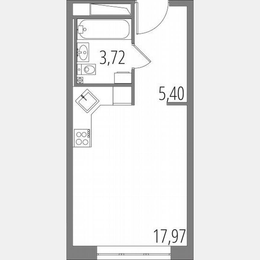 Апартаменты-студия, 27,1 м², 6/6 эт.