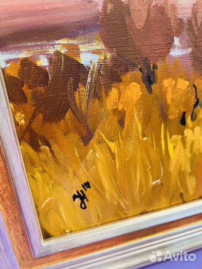 Картина «поле осенью» масло холст