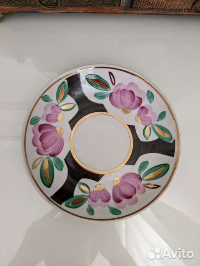 Чайная пара Цветы на черном Вербилки