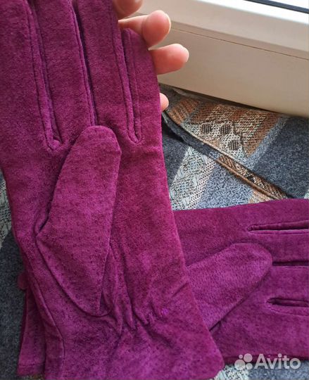 Перчатки кожа замшевые