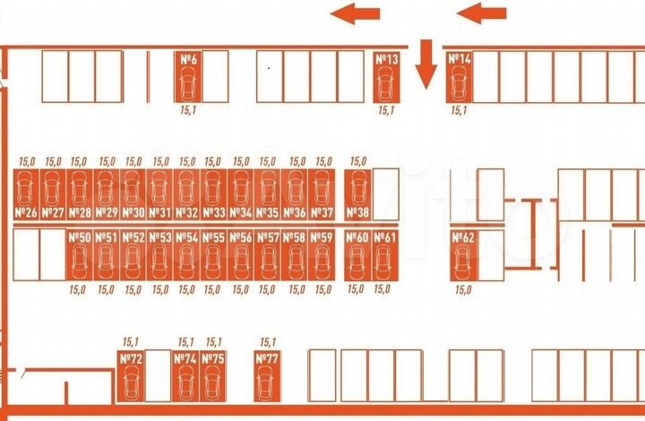 Машиноместо, 15 м²
