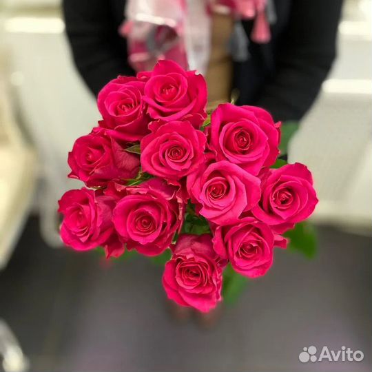 Букет малиновых роз, Эквадор, 50см 43 шт