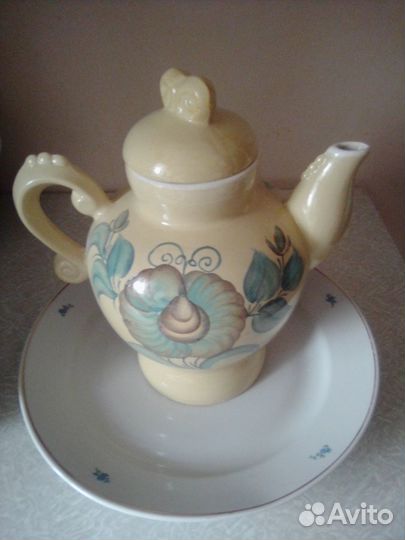 Блюдо фарфор СССР Дулево и кувшин Кжель