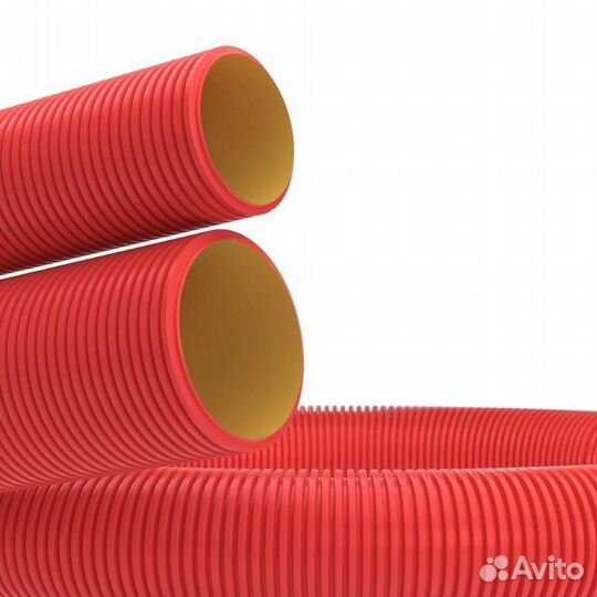 Труба гофрированная двустенная пнд гибкая d110мм с протяжкой с муфтой для кабельной канализации SN8