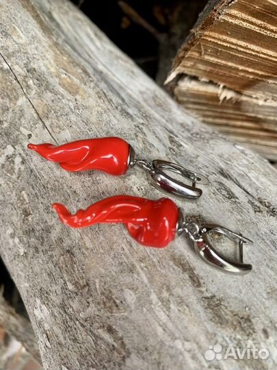 Серьги острый перец из венецианского стекла