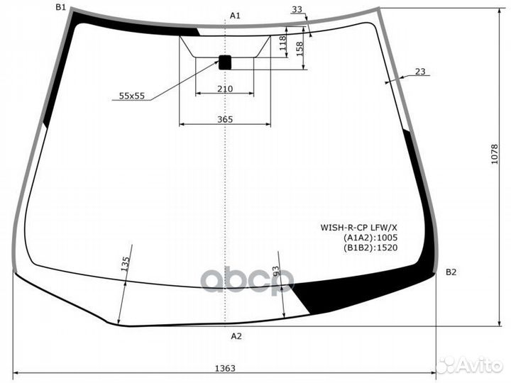 Стекло лобовое toyota wish 03-09 wish-R-CP LFW