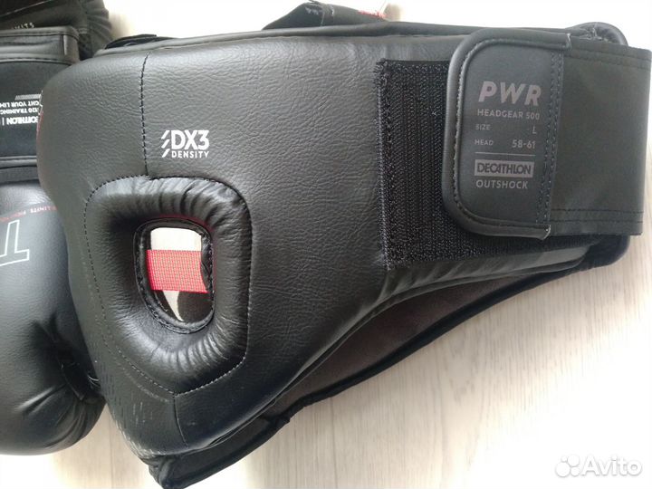 Боксерские перчатки 12 oz, шлем декатлон