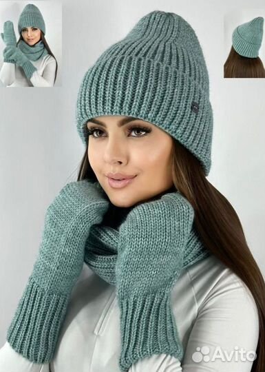 Комплект шапка+снуд+перчатки женский