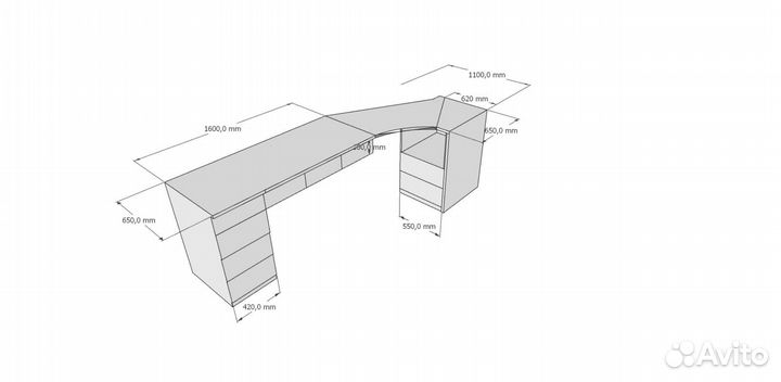 Угловой письменный стол для двоих