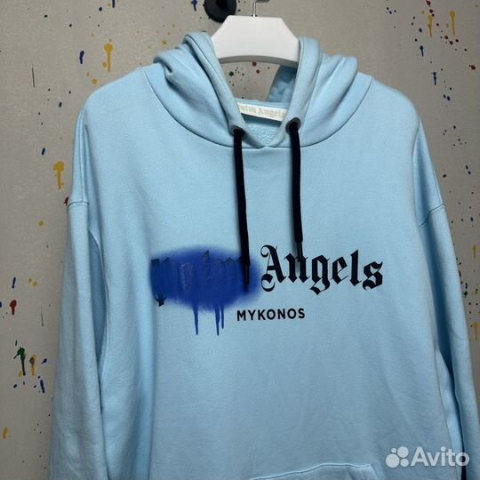 Худи Palm Angels Sprayed Logo Blue