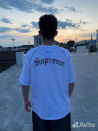 Футболка Supreme Coogi белая оверсайз