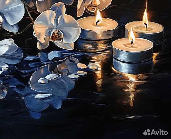 Картина маслом Ночное сияние Премиум качество