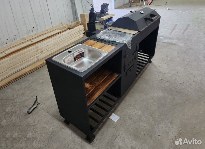 Мангал с печью под казан