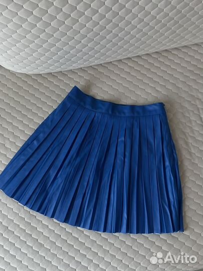 Юбка мини плиссе кожаная
