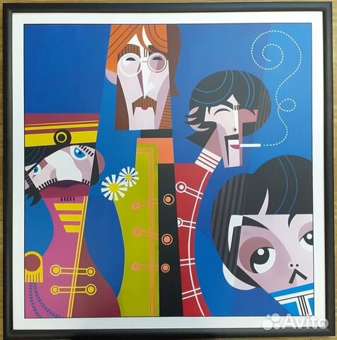 Картина the Beatles на синем