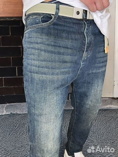 Оригинальные джинсы прямые синие мужские