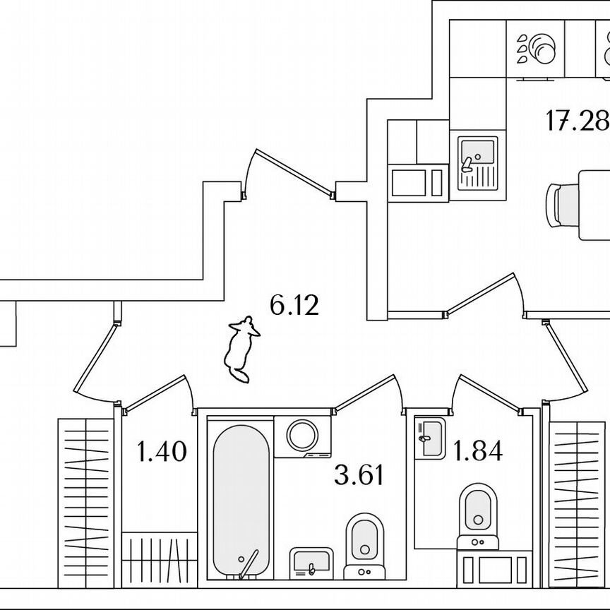 2-к. квартира, 55,8 м², 5/9 эт.