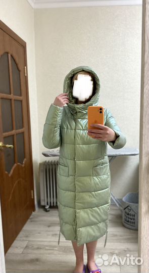 Пуховик из экокожи зимний