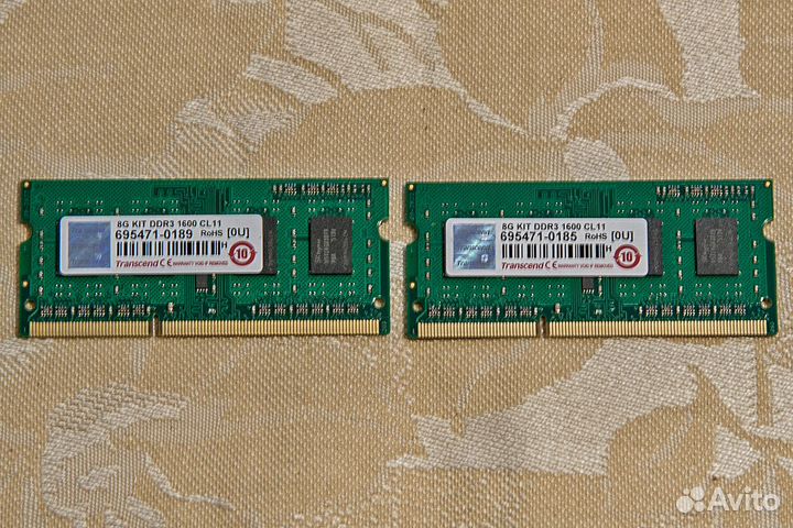 Transcend SO-dimm 8G DDR3 1600 CL11 2шт