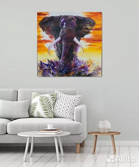 Красивая картина маслом на холсте со Слоном