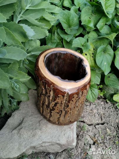 Ваза для цветов декоративная деревянная