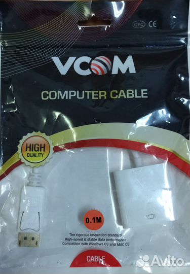 Переходник vcom CG553 DisplayPort - hdmi, 0.2 м