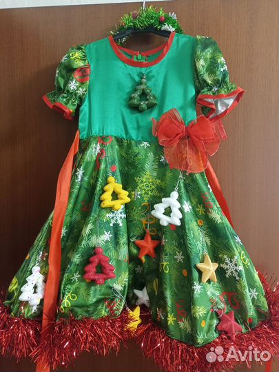 Новогоднее платье елочка 116-122