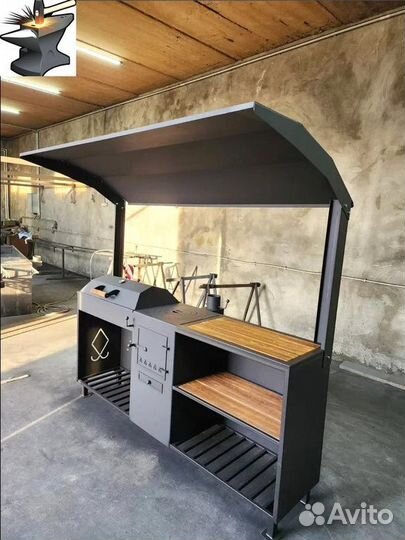 Мангал с печью и барбекю 4в1