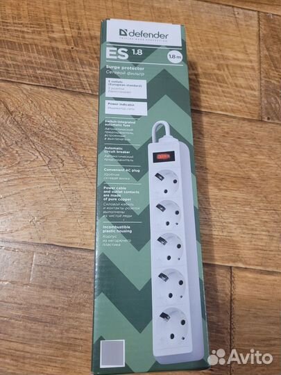 Сетевой фильтр Defender es 1,8. 5 розеток